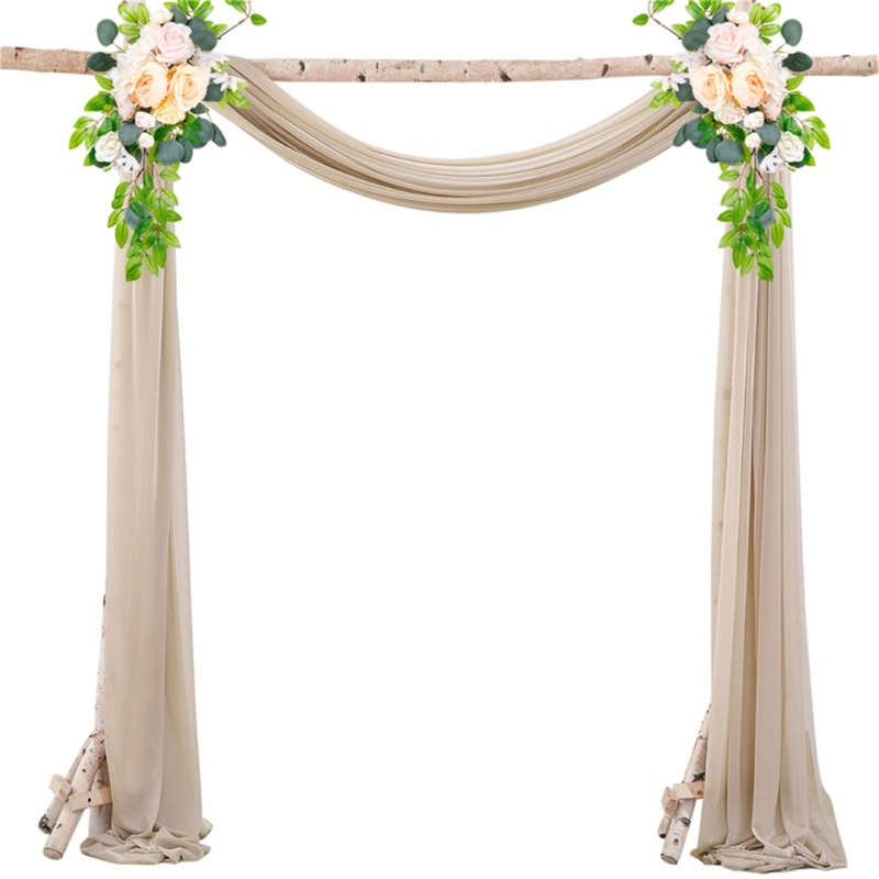 Wedding Backdrop Curtain - N7YF โรแมนติกไข่มุกชีฟอง Arch ฉากหลังตกแต่งงานแต่งงาน Archway ผ้าม่าน