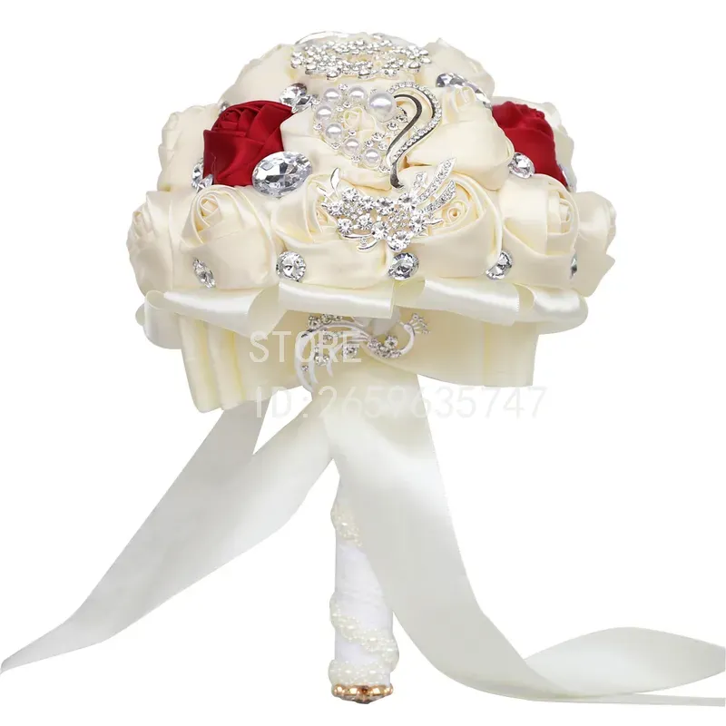 Wedding Supply Factory - สำหรับช่อดอกไม้เจ้าสาวประดับเพชรเทียม อุปกรณ์ตกแต่งงานแต่งงาน ขายตรงจากโรงงาน คุณภาพดี รุ่น W228-4H