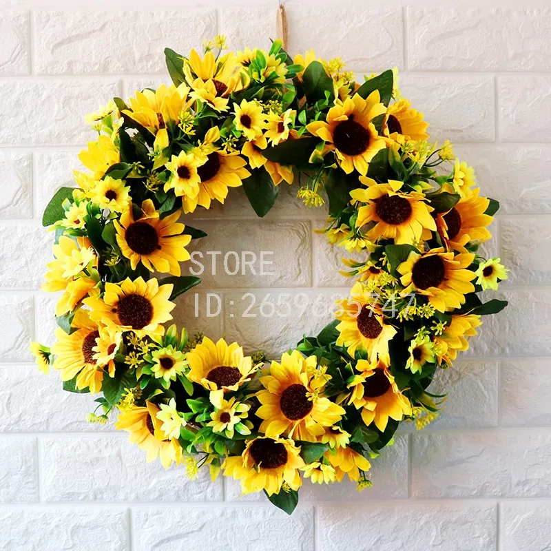 Wedding Supply Factory - สำหรับพวงมาลัยดอกทานตะวันจำลองสำหรับตกแต่งบ้านและประตู ขนาด 45 ซม. ของแขวนผนัง จัดส่งจากโรงงานขายส่งข้ามพรมแดน