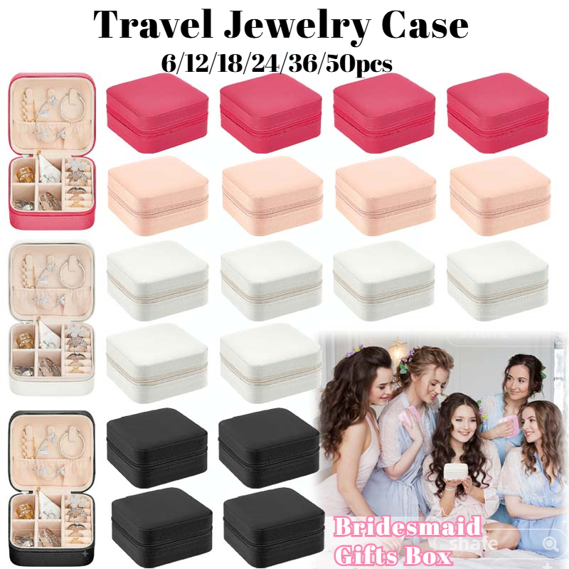 Wedding Supply List - 6-50pcs เครื่องประดับของขวัญเพื่อนเจ้าสาวแบบพกพา Jewellry Organizer กล่องสําหรับงานแต่งงานผู้เข้าพักวันเกิด PARTY