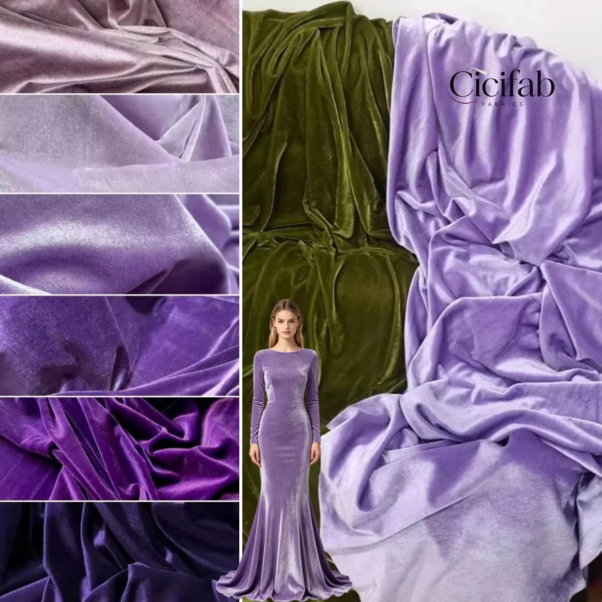 Wedding Backdrop Curtain - ผ้ากำมะหยี่เนื้อนุ่มสีม่วง ใช้สำหรับทำฉากหลังงานแต่งงาน ปาร์ตี้ ผ้าม่าน ชุดเดรส งานตัดเย็บ
