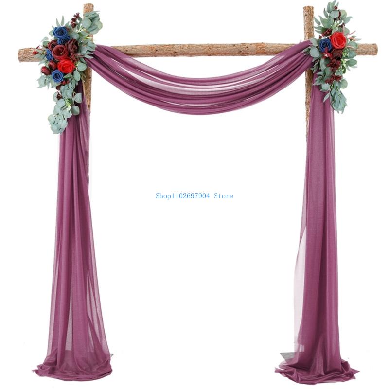 N7YF โรแมนติกไข่มุกชีฟอง Arch  - Wedding Backdrop Curtain บทวิจารณ์และราคา