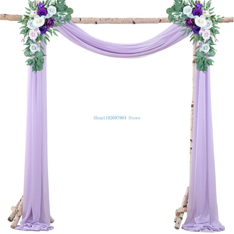N7YF โรแมนติกไข่มุกชีฟอง Arch  - Wedding Backdrop Curtain บทวิจารณ์และราคา